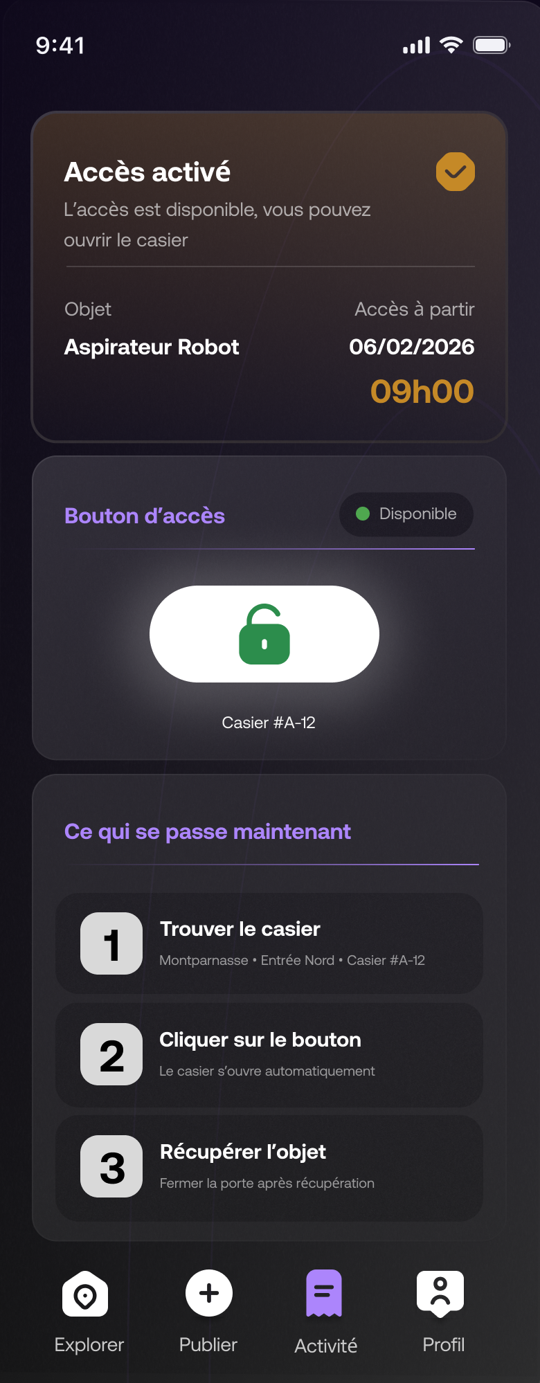 Accès au casier dans Yakloué